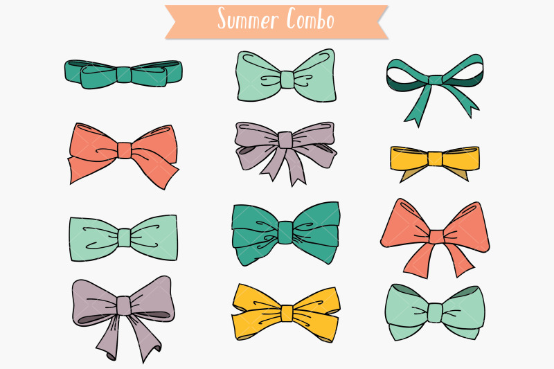 hand-drawn-bows-color-tie-illustration-ribbon-fashion-accessories