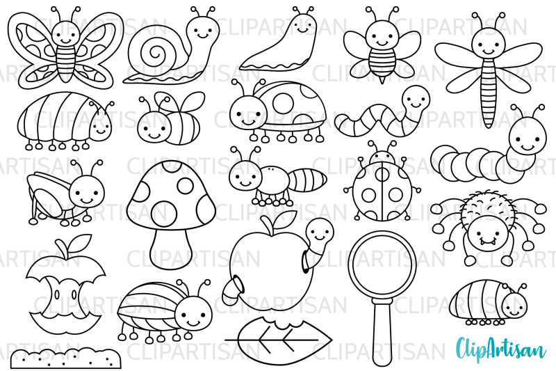 bugs-clip-art-insect-digital-stamps-mini-beasts