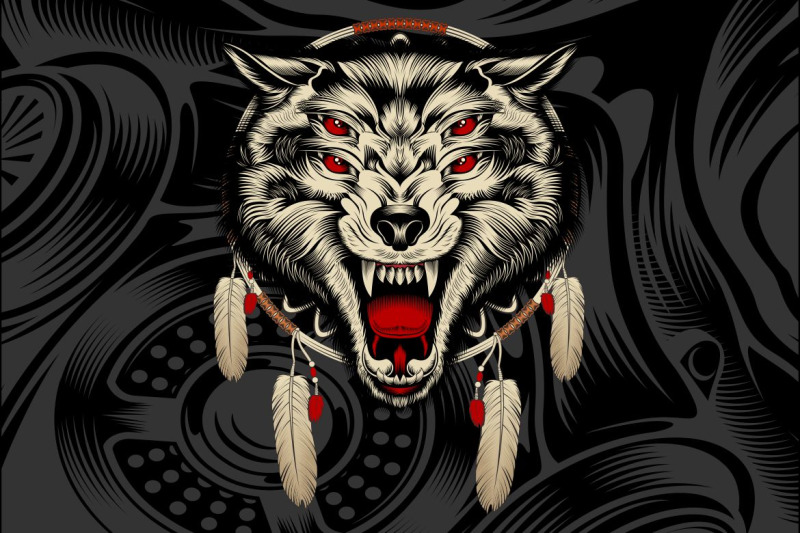 4-eyed-angry-wolf-roars-hand-drawing-vector
