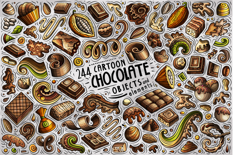 chocolate-cartoon-vector-objects-set