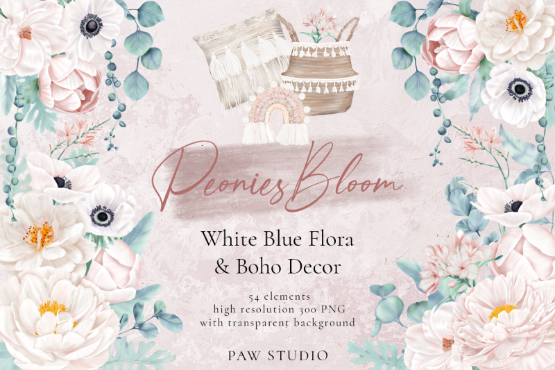 boho-white-peonies-clipart-flowers-leaves-home-decor