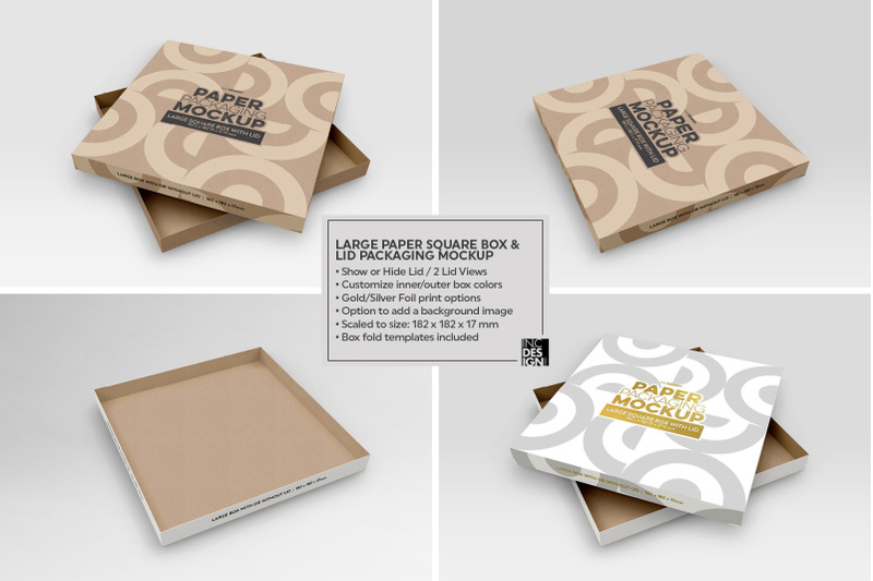 Download Paper Large Square Box and Lid Packaging Mockup By INC ...