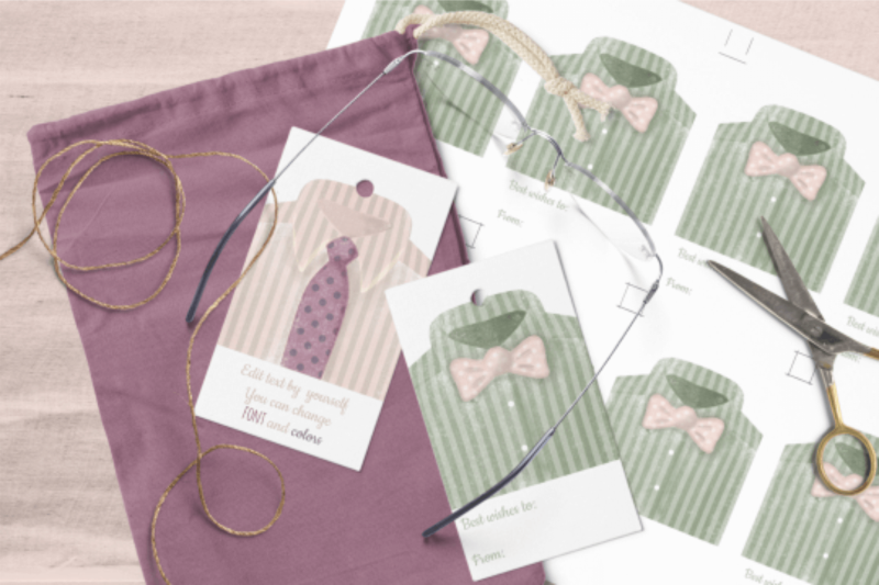 Gift Tags For Him Beige Green Watercolor Striped Shirts for Silhouette Gift Tags For Him Beige Green Watercolor Striped Shirts for Silhouette