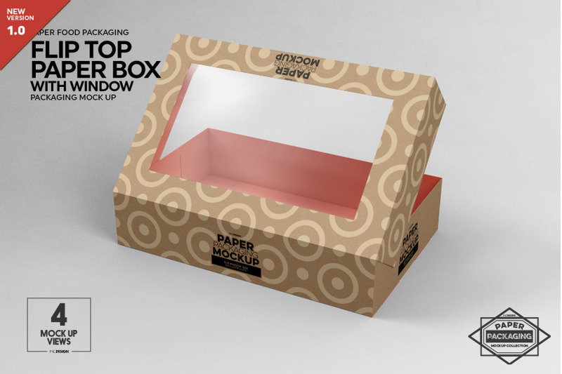 Download Paper Flip Top Box with Window Packaging Mockup By INC ...