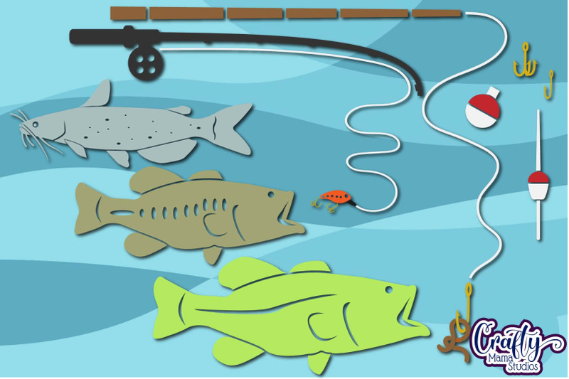 Fishing Svg, Fish, Father's Day Svg, Bass Fishing, Clipart By Crafty