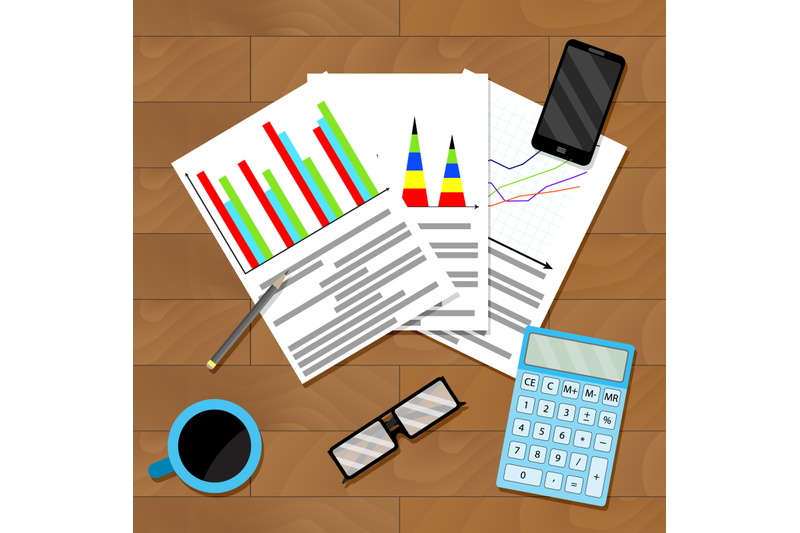 documents-with-diagram-and-graph-on-table