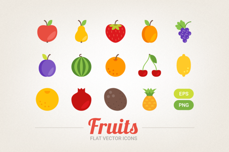 flat-fruits-icons
