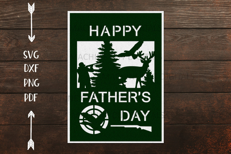 Download Hunting Fathers day card for paper laser cut out cricut ...