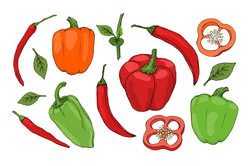 vector-set-with-red-green-orange-pepper