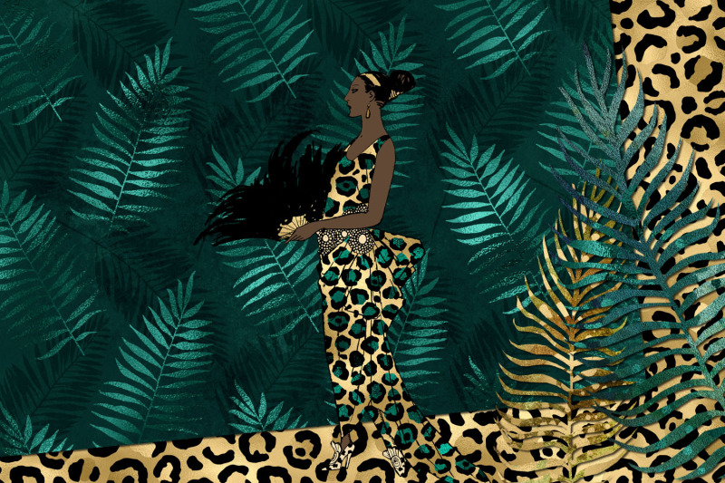 teal-and-gold-leopard-digital-paper
