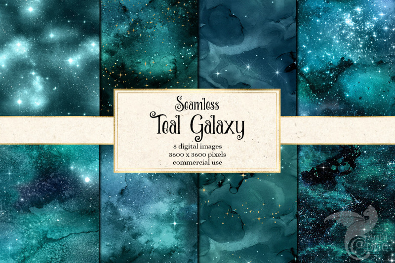 teal-galaxy-digital-paper