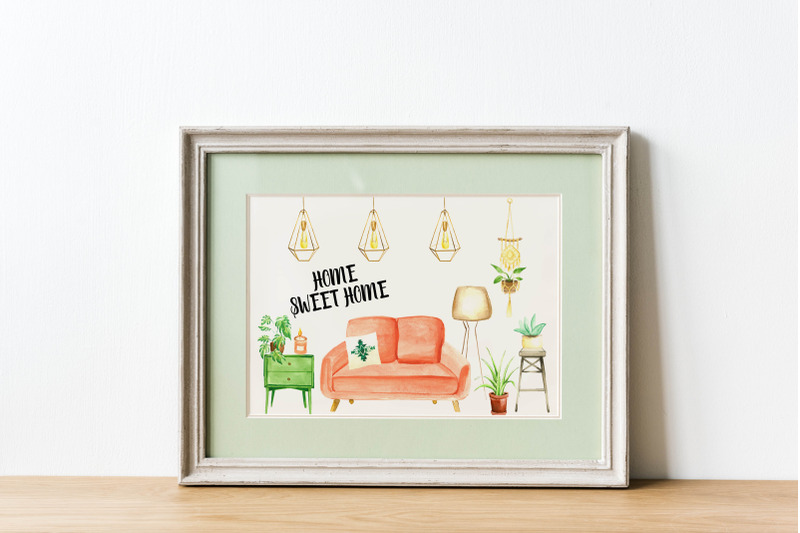 watercolor-home-decor-set-boho-watercolor-house-plants