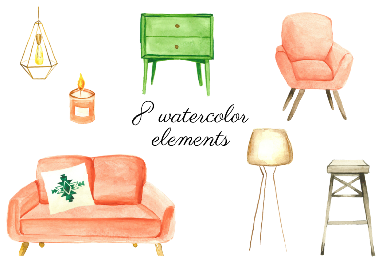 watercolor-home-decor-set-boho-watercolor-house-plants