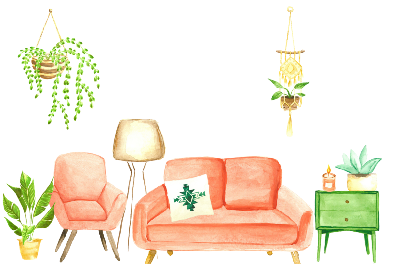 watercolor-home-decor-set-boho-watercolor-house-plants