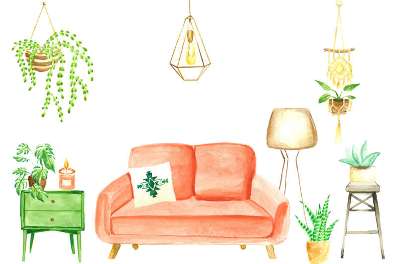 watercolor-home-decor-set-boho-watercolor-house-plants