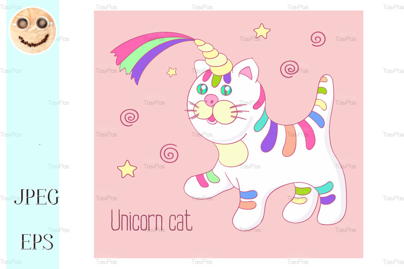 unicorn-cat-with-rainbow-horn-and-stripes-isoleted