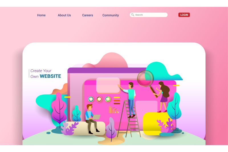 web-design-homepage-concept-of-teamwork-build-online-business