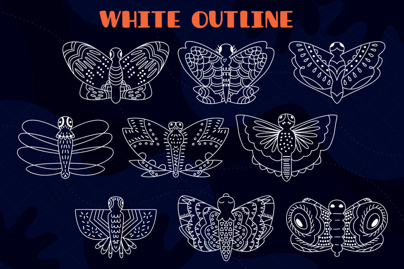 hand-drawn-white-butterflies-moth-insect-flying-bugs