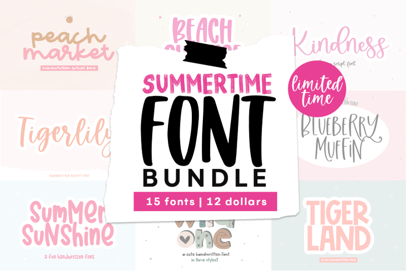 summer-font-bundle-15-handwritten-fonts