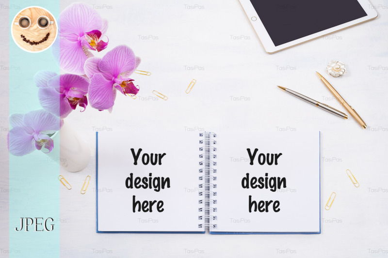 notepad-mockup-with-tablet-and-pink-orchid-on-the-white-table