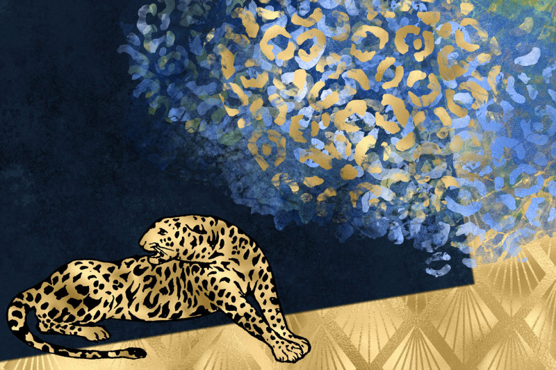 blue-and-gold-leopard-digital-paper