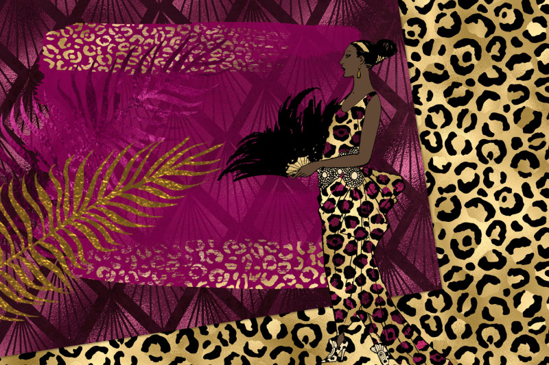 burgundy-and-gold-leopard-digital-paper