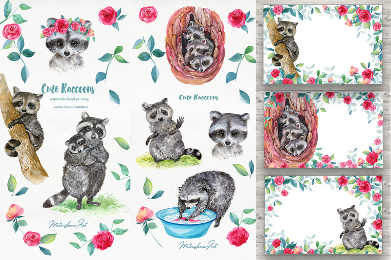 cute-raccoons-watercolor-clipart