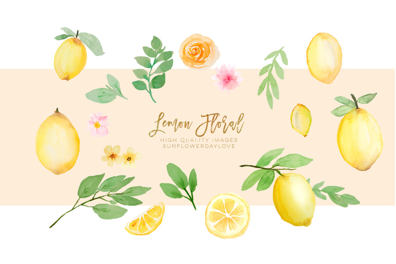 watercolor-lemon-citrus-fruit-clipart-summer-floral-yellow-clipart