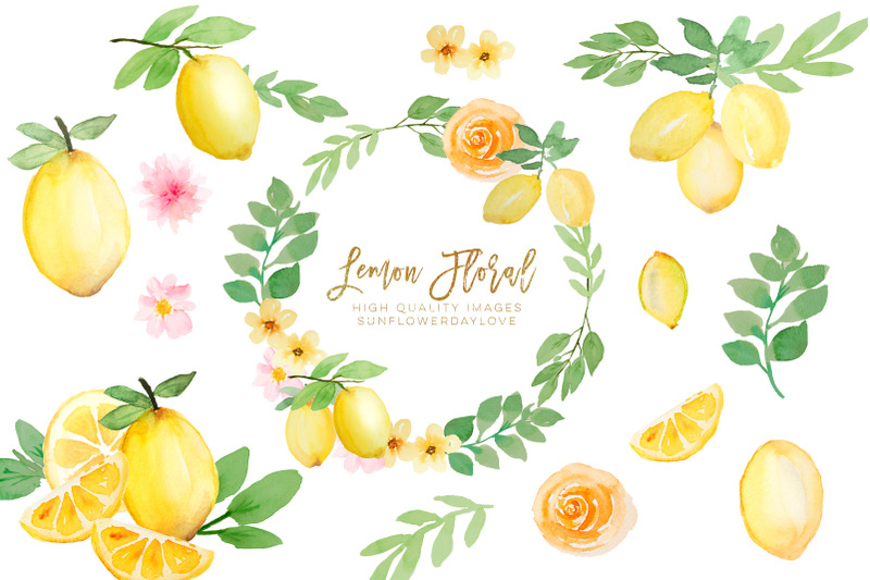 watercolor-lemon-citrus-fruit-clipart-summer-floral-yellow-clipart