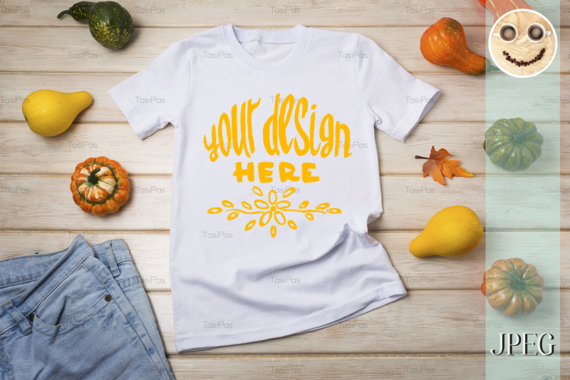 unisex-t-shirt-mockup-with-pumpkins