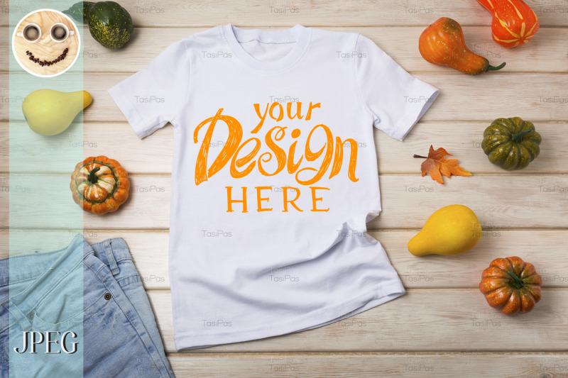 unisex-t-shirt-mockup-with-pumpkins