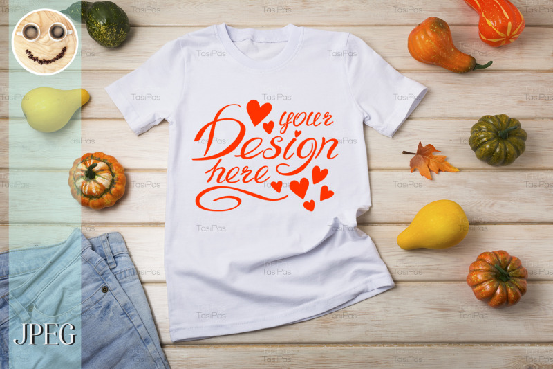 unisex-t-shirt-mockup-with-pumpkins