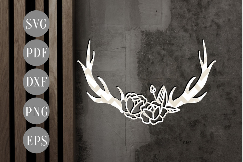 floral-antler-1-papercut-template-door-hanger-design-svg