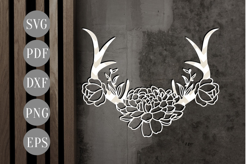 floral-antler-2-papercut-template-door-hanger-design-svg