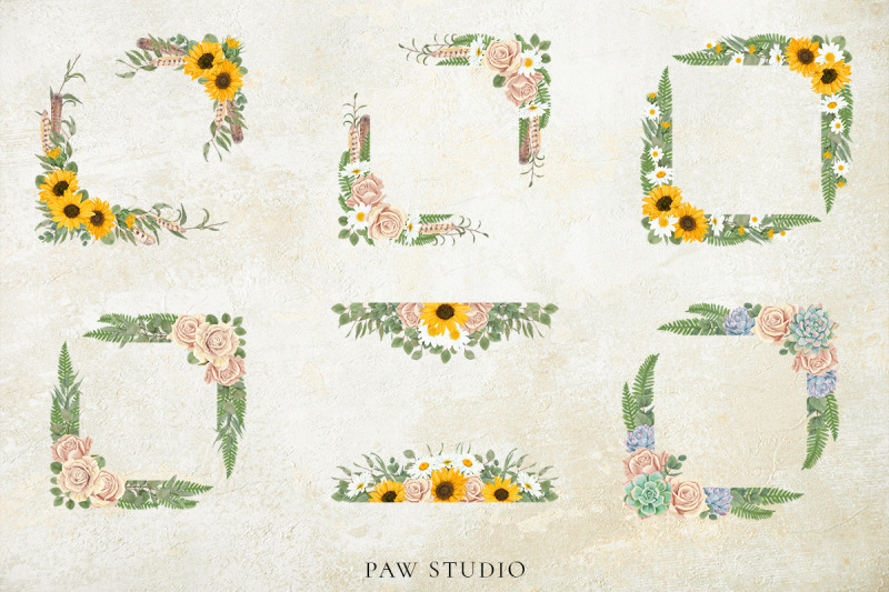 summer-floral-bloom-frames-wreaths-borders-boho-clipart