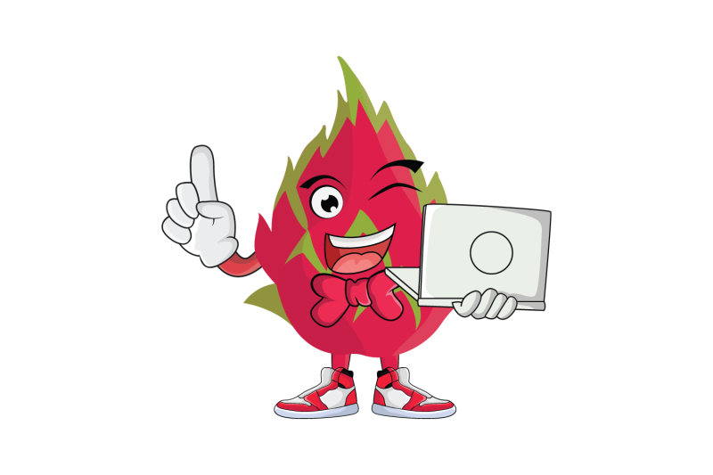 dragon-fruit-with-laptop-cartoon-character-design