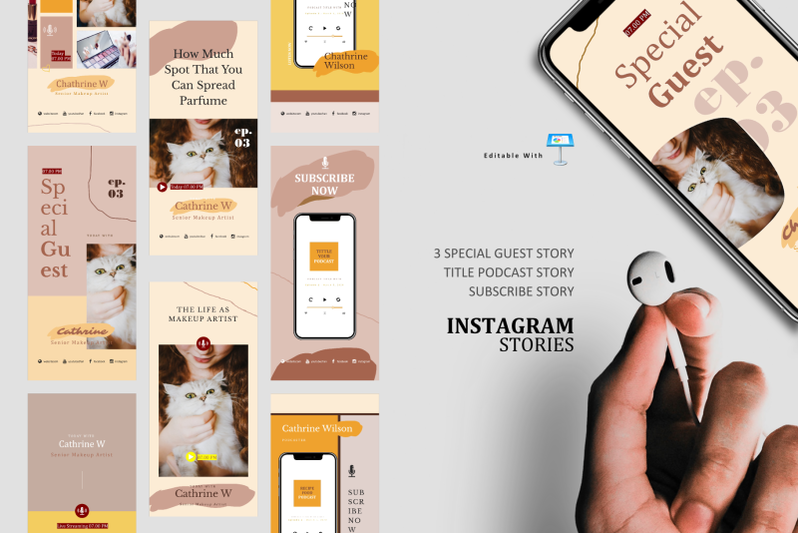 makeup-artist-podcast-instagram-stories-and-posts-keynote-template