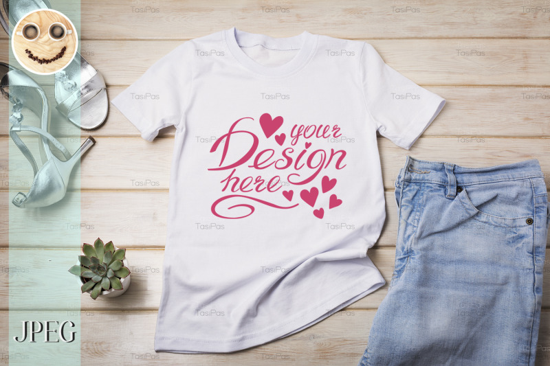 womens-t-shirt-mockup-with-silver-heels-sandals