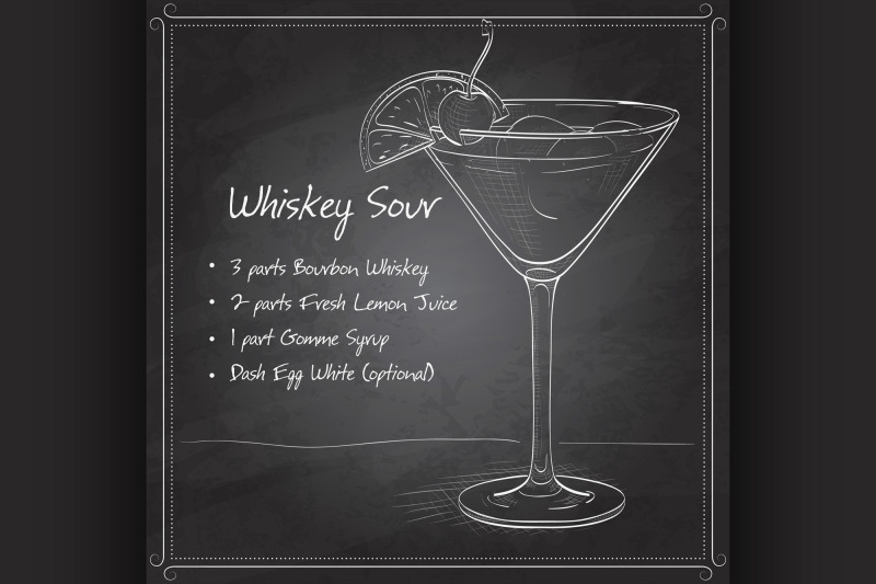 cocktail-whiskey-sour-on-black-board