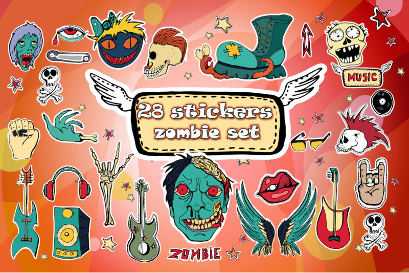 zombie-sticker-set