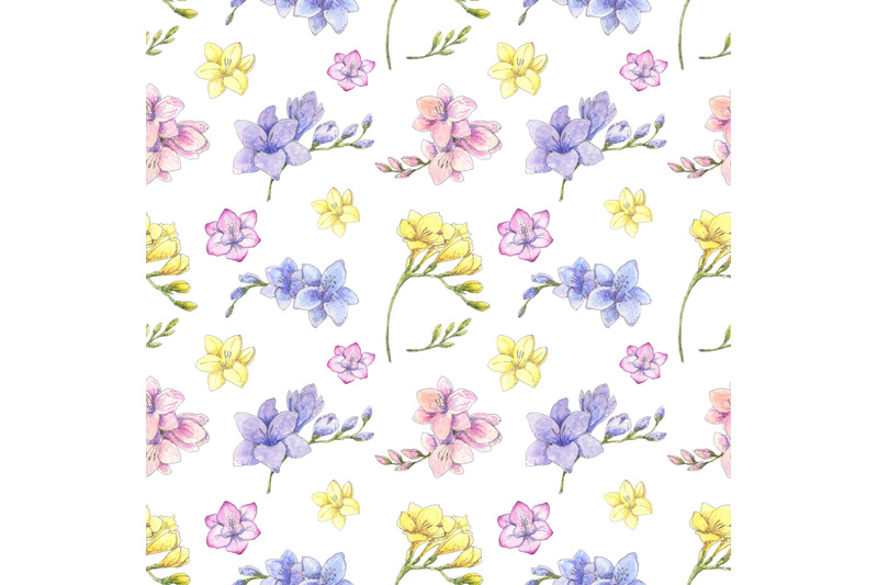 freesia-watercolor-floral-seamless-pattern