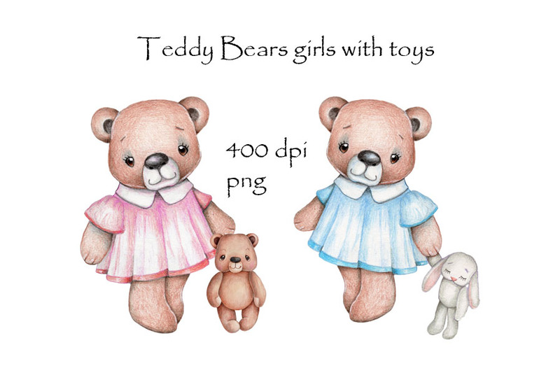 teddy-bears-girls-with-toys-hand-drawn