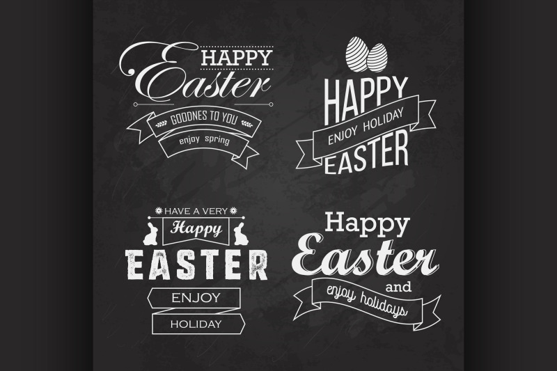 easter-label-set-on-blackboard