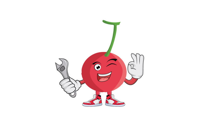 cherry-with-wrench-cartoon-character-design