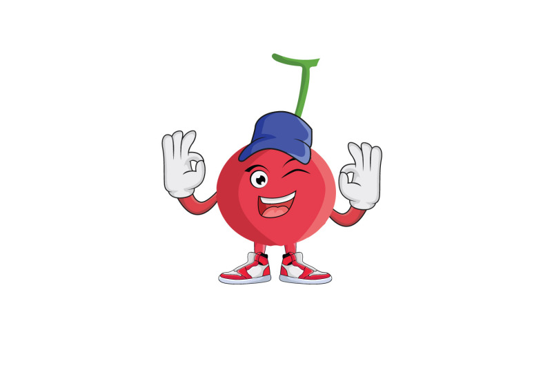 cherry-fruit-double-okay-with-cap-cartoon-character-design