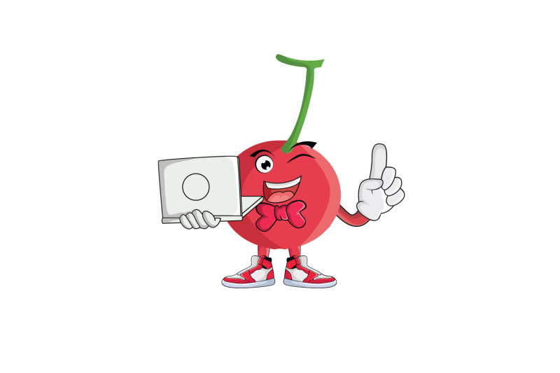 cherry-fruit-with-laptop-cartoon-character-design