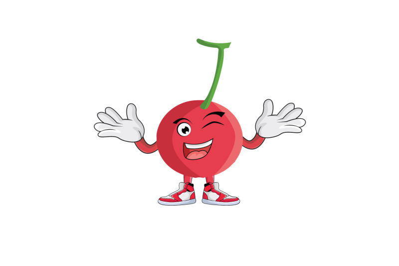 cherry-fruit-wink-shtugging-cartoon-character-design