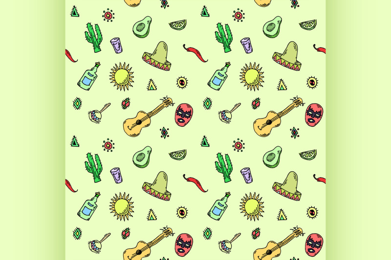 hand-drawn-seamless-pattern-vector-set-of-mexican-symbols