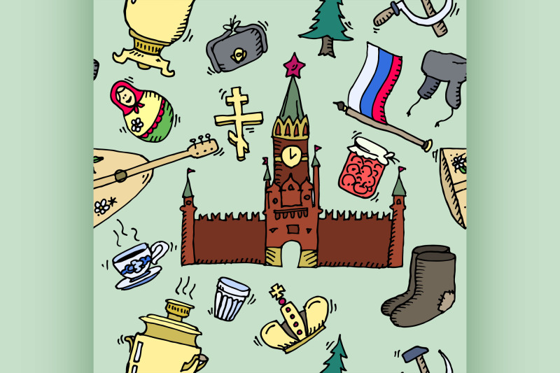 pattern-of-russia-hand-drawn-icons