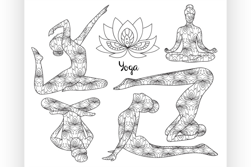 yoga-silhouette-set